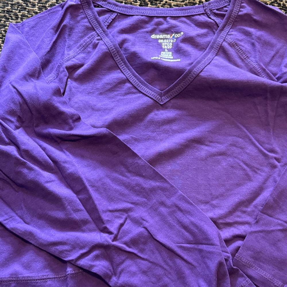 Dreams Co Purple V-Neck Lounge Set 18/20 Petite - Picture 6 of 6